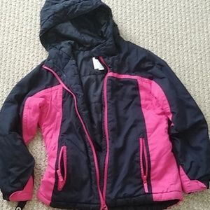 Pink and black ski jacket